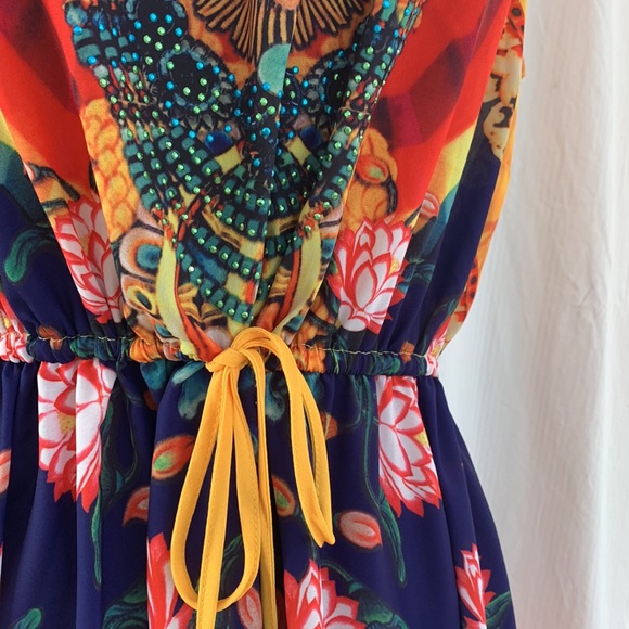 Floral lotus embellished maxi dress Size 16 - Picture 4 of 11